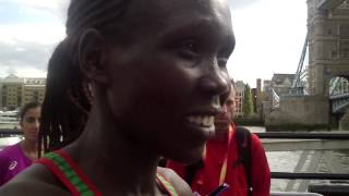 Flomena Daniel after taking 4th in marathon at 2017 Worlds