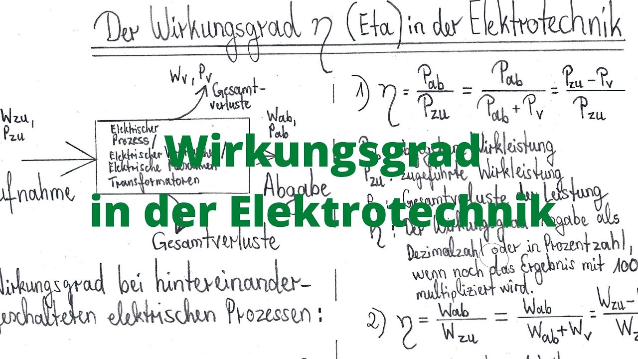 Der Elektrische Wirkungsgrad, Wirkungsgrad Berechnen In Der ...