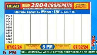 Dear Hill Wednesday weekly Lottery 6:00 PM 07.02.2024 Dear Nagaland State Lotteries Live Draw