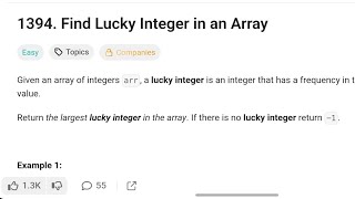 Find Lucky Integer in an Array | Leetcode 1394 | Java Solution | Leetcode easy | Leetcode potd