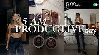 5AM *PRODUCTIVE* & *REALISTIC* DAY IN MY LIFE: becoming a morning person & meal prep for the week