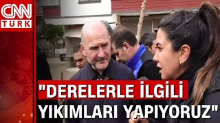 İçişleri Bakanı Süleyman Soylu, afet bölgesinde Fulya Öztürk'e konuştu