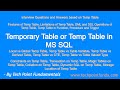 TEMP Table | TEMPORARY Table | Local TEMP Table | Global TEMP Table | TEMP Table vs CTE vs DT