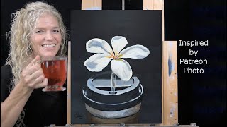 COFFEE PLUMERIA- Learn How to Draw \u0026 Paint with Acrylics- Easy Beginner Paint and Sip at Home Lesson