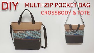 DIY Multi zip pocket bag/How to make a Multi Zip Pocket Handbag/지퍼포켓이 여러개인 가방만들기/크로스백&토트백 [jsdaily]