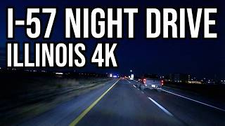 Illinois Interstate 57 Highway Night Drive - Champaign to Clifton IL in 4K
