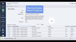 Missing Grades Report Options