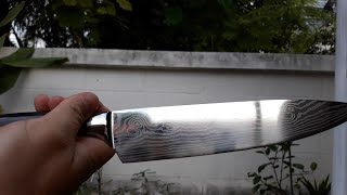 รีวิวมีด: มีดเชฟ ลายดามัสกัส สเตนเลส สวยและคมมาก Lasered Damascus Chef Knife review