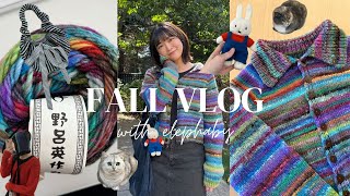 fall vlog/knit a overload stripe cardigan with me/plus a mini knit flip