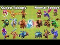 SUPER TROOPS VS NORMAL TROOPS - CLASH OF CLANS GAMEPLAY