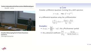 Christoph Koutschan : Creative telescoping for D-finite functions - Lecture  2