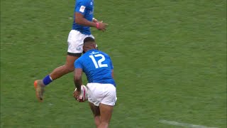 Eroni Sau of Fiji puts in big hit