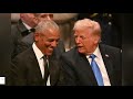 trump and obama share laugh at jimmy carter s funeral amid tense atmosphere.