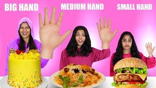 BIG HAND Vs MEDIUM HAND Vs SMALL HAND EATING CHALLENGE 😂| വല്ലാത്തൊരു ഫുഡ് ചലഞ്ച് | PULLOTHI