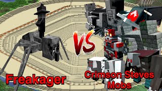 Minecraft |Mobs Battle | Freakager VS Crimson Steves Mobs