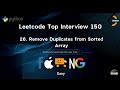 Remove Duplicates from Sorted Array | FAANG Interview Prep | LeetCode 26 Solution in Python