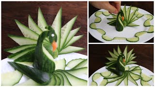 Super Salad Decoration Ideas - Cucumber Swan Carving Garnish
