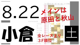 8月22日土曜日　小倉競馬場　上り3F順位データ　佐世保S 2020 (新馬戦除く)