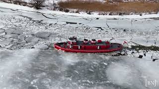 Fireboat Edward M. Cotter cuts through Buffalo River ice