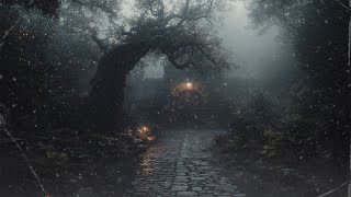 𝔚𝔥𝔦𝔰𝔭𝔢𝔯𝔰 𝔬𝔣 𝔚𝔦𝔫𝔱𝔢𝔯 ~ Lantern-lit Pathways in a Snowy Forest with Timeless Dark Academia Vibes