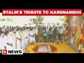 TN CM MK Stalin Pays Floral Tribute To M Karunanidhi On The Occasion Of His 98th Birth Anniversary