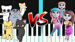 Toca Toca Anime Dance BATTLE | CATS VS TALKING ANGELA easy piano tutorial