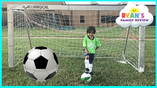 Family Fun Kids Outdoor Activities! Ryan First Soccer Practice and First Game Highlights!
