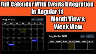 FullCalendar integration || Fullcalendar implement and event add angular || Week View & Month View 📅