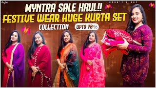 Myntra Sankranthi Festive Kurta Set Haul|Stunning\u0026Glam Outfit Ideas+Earring తో Style చేసా|Ushasdiary