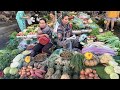 Boengtrabek Plaza Market Scene In The Morning - Plenty Fresh Vegetable, Fruit, Fish & More Food