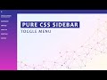 PURE CSS SIDEBAR TOGGLE MENU | Toggle Sidebar Menu Using HTML CSS Only No JavaScript | Free Code