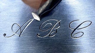 Hand Engraving Letter A, B and C in Script