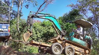 รถแม็คโครเล็กขึ้นเทรลเลอร์ วีธีการขนย้ายรถขุด | แบคโฮ | รถขุด | excavator