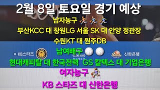 스포츠토토 프로토 2월 8일 토요일 남여농구 ⛹️⛹️‍♂️⛹️‍♀️⛹️ 남여배구 🏐🏐 모든경기 예상