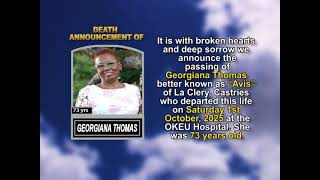 Georgiana Thomas ~ Short Obituary