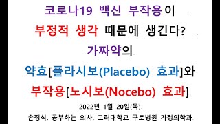 코로나19 백신 부작용이 부정적 생각 때문에 생긴다?  가짜약의 약효[플라시보(Placebo) 효과]와 부작용[노시보(Nocebo) 효과]