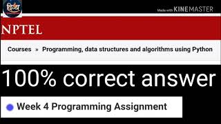 Nptel - python programming assignment solution week 4 2018