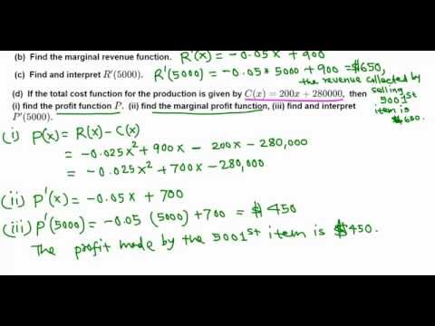 Marginal Revenue and Marginal Profit function Marginal Revenue and Marginal Profit function