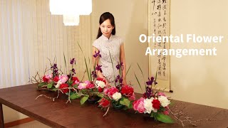 Oriental Flower Arrangement-Peony, Iris, Tree Peony Branch/插花 芍药 鸢尾花 牡丹枯枝/生け花 シャクヤク あやめ 牡丹の枝/Ikebana