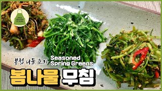 봄나물무침 3가지 만드는법. 양념이 다른 봄나물 요리.Seasoned spring greens