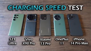 S23 Ultra vs Vivo X90 Pro vs Xiaomi 13 Pro vs OnePlus 11 vs iPhone 14 Pro Max | CHARGING SPEED TEST
