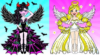 DIY Paper Dolls & Crafts - Costume Angel And Vampire Dress Up - Barbie Transformation Handmade