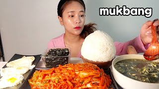 🌶자규네매운김치가 돌아왔어요~매생이콩나물굴국에 자규네매운김치먹방 Korean Food Spicy Kimchi Mukbang eating show