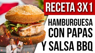 Receta 3x1 - Hamburguesa Con Papas Y Salsa Barbacoa BBQ - Come Y Adelgaza