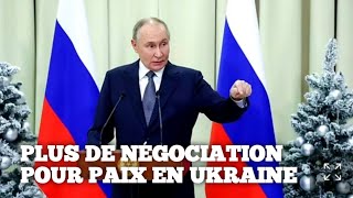 il y a 2 minutes.  POUTINE REFUSE LA NÉGOCIATION POUR LA EN UKRAINE.