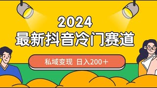 2024抖音最新冷门赛道，私域变现轻松日入200＋，作品制作简单，流量爆炸