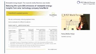 FELICIA MUELLER PELZER (SOLARWORLD) - REDUCING LIFE CYCLE GHG EMISSIONS OF RENEWABLE ENERGY