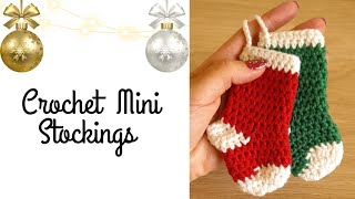 Crochet Mini Christmas Stockings, Crochet Stockings [Quick Easy Pattern]