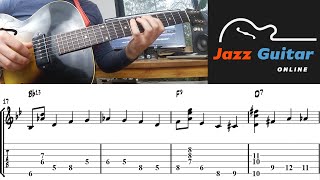 Walking Bass Guitar + Chords - F Blues (Jazz Guitar Lesson)