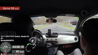 Abarth 500 Nordschleife 19.11.2016 cold, slippery track BTG 9:13